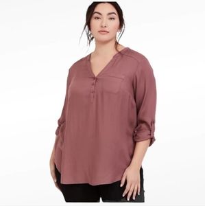 Torrid Walnut LS Rayon Twill Tunic